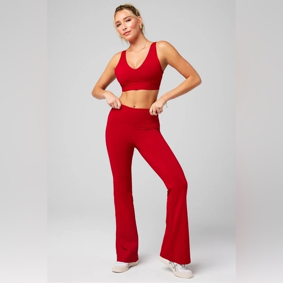 NWT Fabletics Holly Berry & Silver Boost High Waisted Flare Pants Womens Size XL - Picture 5 of 7